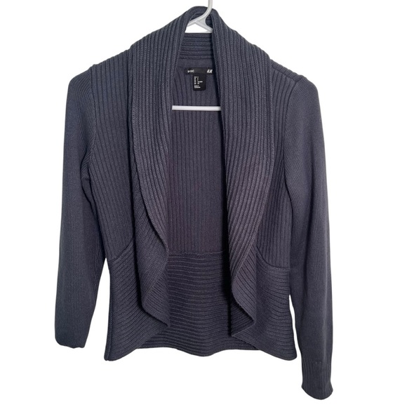 Basic H&M Open Front Cardigan Sweater Blue Gray S - Picture 1 of 8